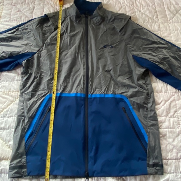 Oakley Mens Targetline Waterproof Shell Jacket Golf Zip Gray Blue Medium - Picture 3 of 6
